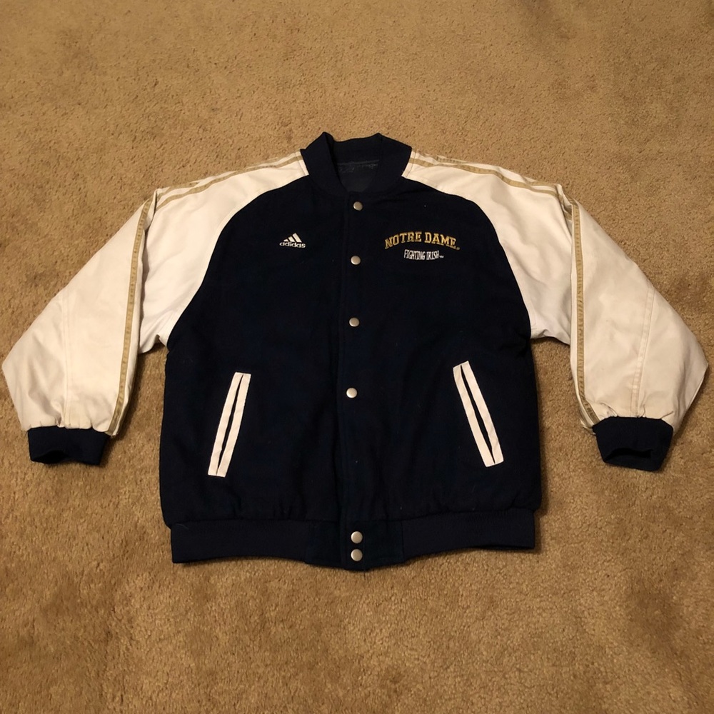 Adidas Men's Navy and White Varsity Jacket